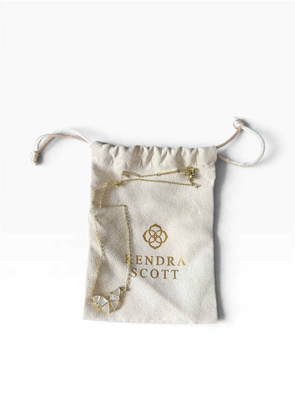 Kendra Scott Gold Necklace with White Geometric Pendant